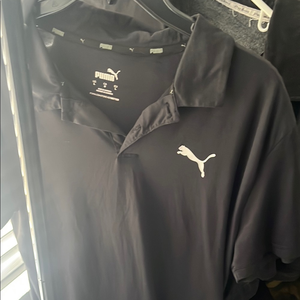 Puma Black Polo Shirt with Moisture Wicking Fabric